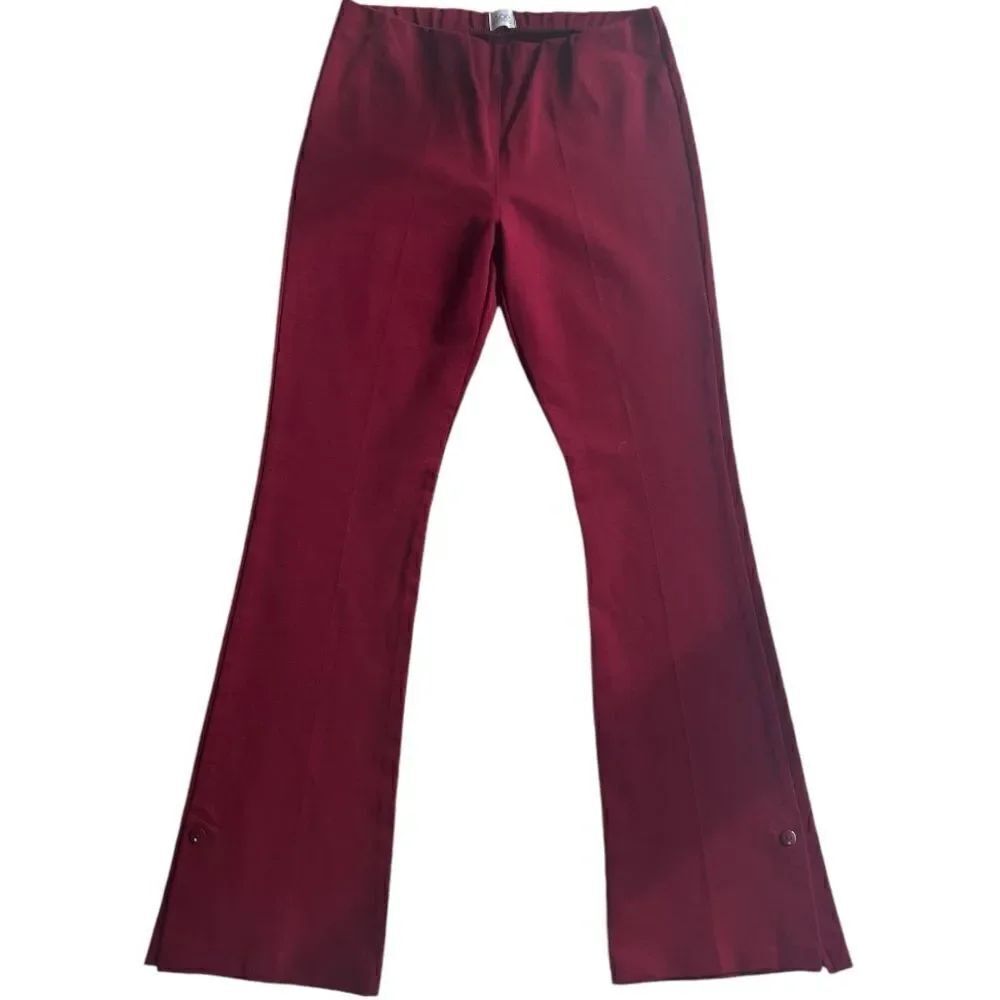 ZOE Woman’s Straight Fit Slight Flare Bottom Pants In Burgundy Color Size L